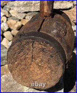 Antique Large Primitive Carnival Circus Strongman Farm Wood & Iron Sledgehammer