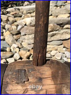 Antique Large Primitive Carnival Circus Strongman Farm Wood & Iron Sledgehammer