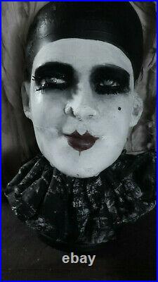 Antique Lifesize Curio Wax Mannequin Poirot Clown Head Theatre/film Circus