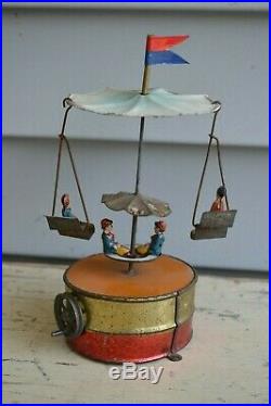 Antique Live Steam Toy Merry Go Round Vintage Tinplate Circus/Carnival Toy