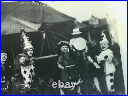 Antique Midget Bearded Lady Sideshow Circus Clown Goat Wagon Glass Plate Photo