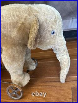 Antique Mohair Elephant Pull Toy Metal Wheels 15 Early 1900s Steiff Circus