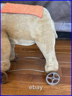 Antique Mohair Elephant Pull Toy Metal Wheels 15 Early 1900s Steiff Circus