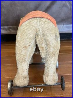 Antique Mohair Elephant Pull Toy Metal Wheels 15 Early 1900s Steiff Circus