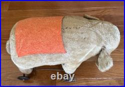 Antique Mohair Elephant Pull Toy Metal Wheels 15 Early 1900s Steiff Circus