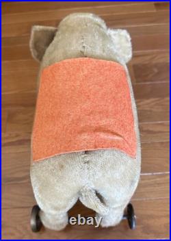 Antique Mohair Elephant Pull Toy Metal Wheels 15 Early 1900s Steiff Circus