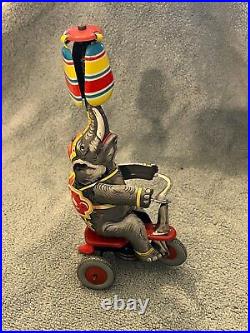 Antique Nbn Circus Elephant German Tin Litho Toy Wind-up Made In The Us Zone