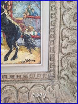 Antique Oil Painting'Circus Scene' Framed Table Montparnasse