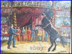 Antique Oil Painting'Circus Scene' Framed Table Montparnasse