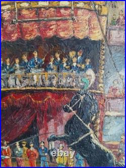 Antique Oil Painting'Circus Scene' Framed Table Montparnasse