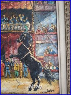 Antique Oil Painting'Circus Scene' Framed Table Montparnasse