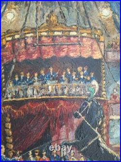 Antique Oil Painting'Circus Scene' Framed Table Montparnasse