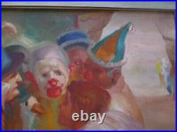 Antique Old Circus Painting Portrait Performers Clown Jester Duck Expressionist