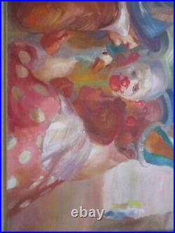 Antique Old Circus Painting Portrait Performers Clown Jester Duck Expressionist