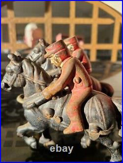 Antique Original ARCADE Cast Iron & Wood Circus Horses Wagon Toy RARE Riders