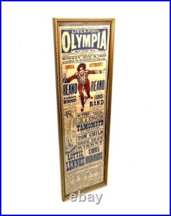 Antique Original Edwardian Liverpool Olympia Circus Advertising Poster c. 1909