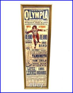 Antique Original Edwardian Liverpool Olympia Circus Advertising Poster c. 1909