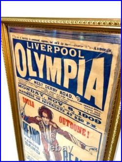 Antique Original Edwardian Liverpool Olympia Circus Advertising Poster c. 1909