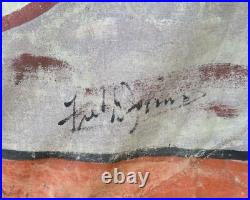 Antique Painted Canvas Fred G. Johnson 5 Legged Sheep Carnival Sideshow Banner Antique Painted Canvas Fred G. Johnson 5 Legged Sheep Carnival Sideshow Banner