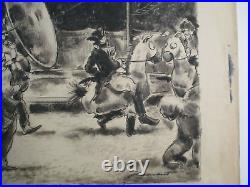 Antique Painting Jules Rauschert Clowns Acrobat Circus Band Wpa American Master