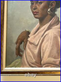 Antique Painting Jules Rauschert Wpa American Master Portrait American Woman