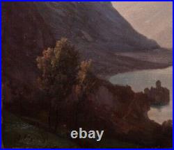 Antique Painting Oil On Canvas Juilliard Castle Château De Chillon Lake Geneva