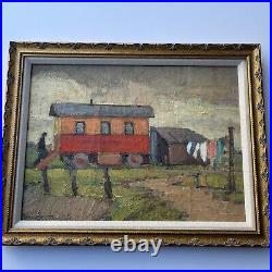 Antique Painting Traveling Circus Wpa Landscape Impressionism Masterful Vintage