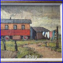 Antique Painting Traveling Circus Wpa Landscape Impressionism Masterful Vintage