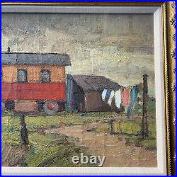 Antique Painting Traveling Circus Wpa Landscape Impressionism Masterful Vintage