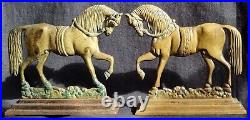 Antique Pair Cast Brass Horses Doorstops Circus Horse Fireside Hearth Decoration