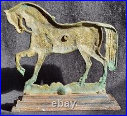 Antique Pair Cast Brass Horses Doorstops Circus Horse Fireside Hearth Decoration