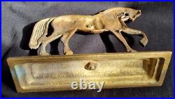 Antique Pair Cast Brass Horses Doorstops Circus Horse Fireside Hearth Decoration