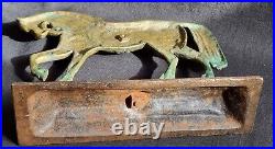 Antique Pair Cast Brass Horses Doorstops Circus Horse Fireside Hearth Decoration