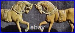 Antique Pair Cast Brass Horses Doorstops Circus Horse Fireside Hearth Decoration