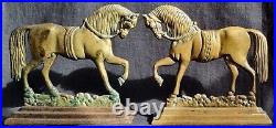 Antique Pair Cast Brass Horses Doorstops Circus Horse Fireside Hearth Decoration