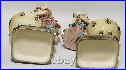 Antique Pair Majolica Figures French Boy And Girl Clowns 18