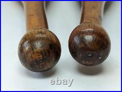 Antique Pair of 2 Lb Wooden Juggling Pins Indian Exercise Circus Carnival 18.5