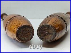 Antique Pair of 2 Lb Wooden Juggling Pins Indian Exercise Circus Carnival 18.5