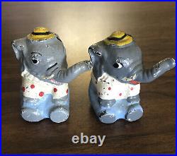 Antique Pair of Mini Cast Iron HUBLEY Circus Elephants 2