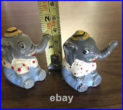 Antique Pair of Mini Cast Iron HUBLEY Circus Elephants 2