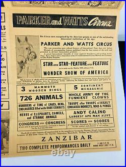 Antique Parker Watts Carnival Circus AMAZING Poster courier Ann Arbor Michigan