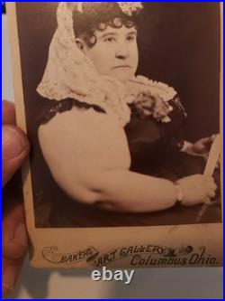 Antique Photo Cabinet Card Victorian Circus Sideshow Pic Fat Lady MADAM NAOMI