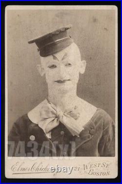 Antique Photo Super Creepy Clown 1890s Photo GEORGE FOX Rare Victorian Circus