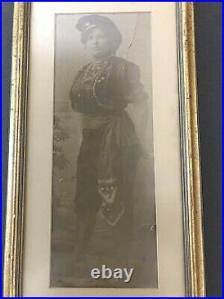 Antique Photograph Picture Circus Lady Chauffer Biker Gipsy VTG Wall Photo