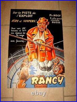 Antique Poster Original Circus Sabine Rancy Clown Pio Nock Purple 1966