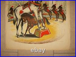 Antique Poster Theme Circus Horse Acrobatics And Dressage Equestrian 1961