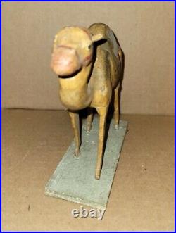 Antique Primative Paper Mache Circus Toy Camel on Stand