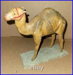 Antique Primative Paper Mache Circus Toy Camel on Stand