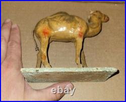 Antique Primative Paper Mache Circus Toy Camel on Stand