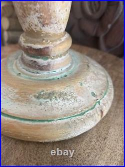 Antique Primitive Carved Candlestick Holder Wooden Folk Art Duck Decoy Handmade